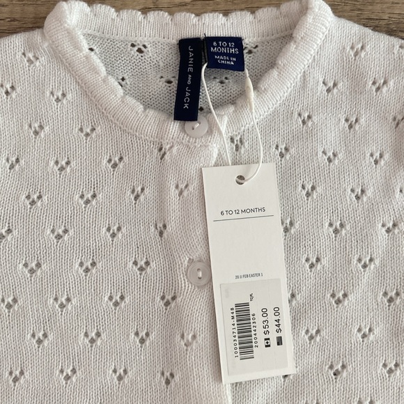 Janie & Jack White Eyelet Cropped Sweater - Picture 2 of 4